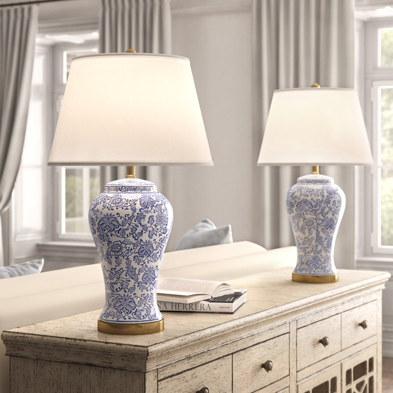 Kelly Clarkson Home Spring Blossom 29" Blue/White Table Lamp Set